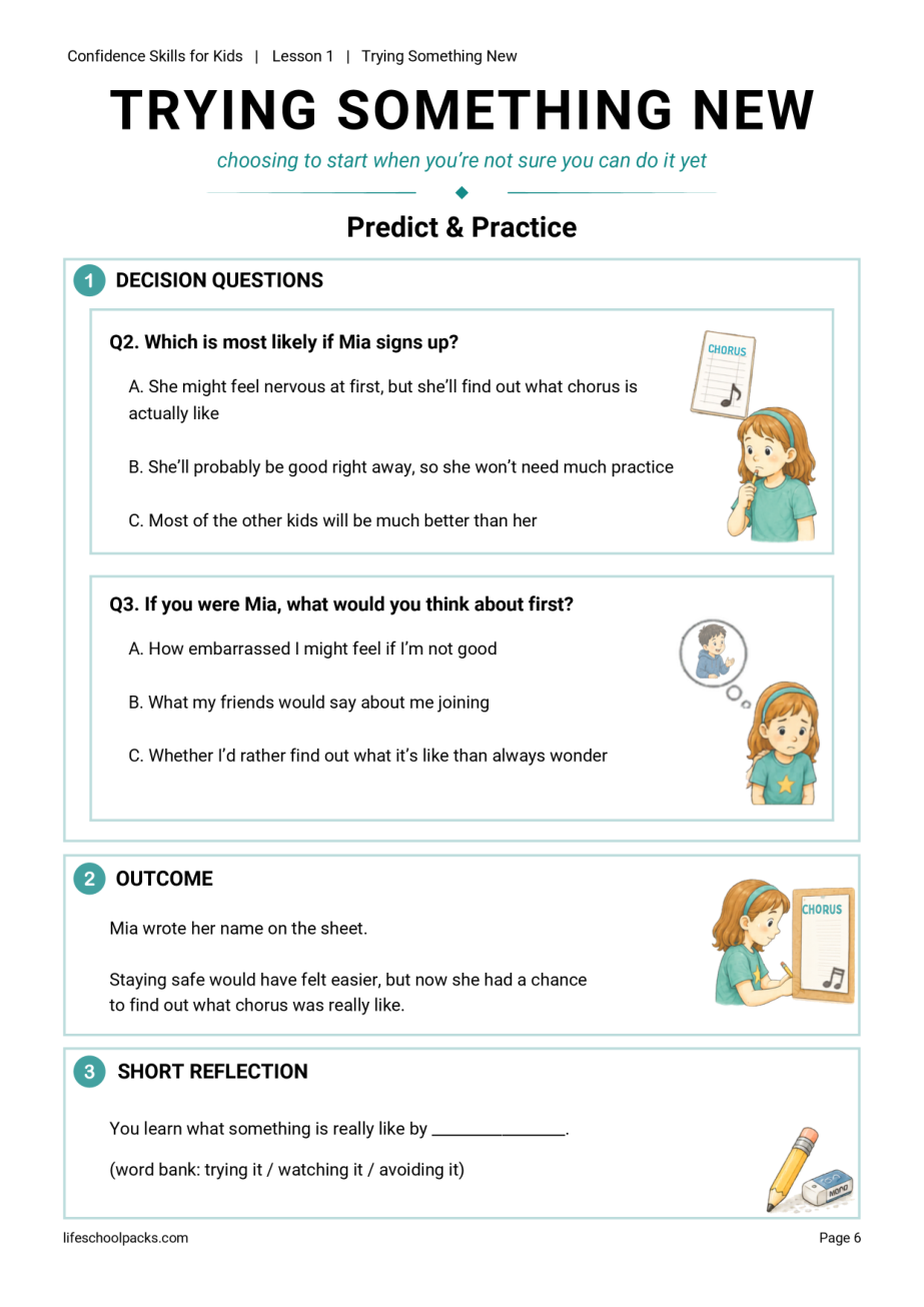 Confidence Skills for Kids Lesson 1 page 2 sample