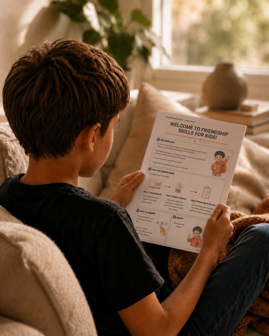 Child and parent using a LifeSchool Packs lesson together