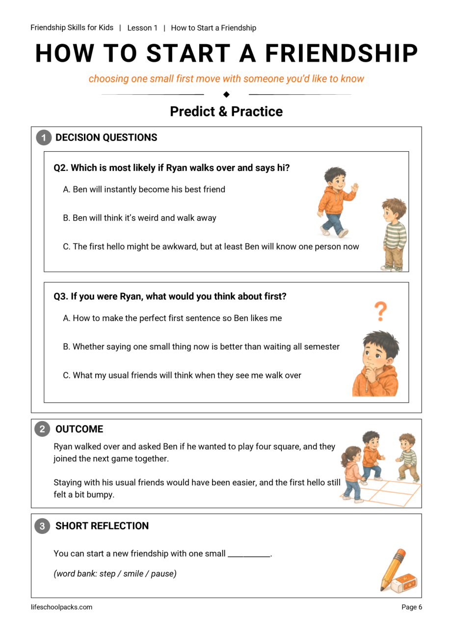 Friendship Skills for Kids Lesson 1 page 2 sample