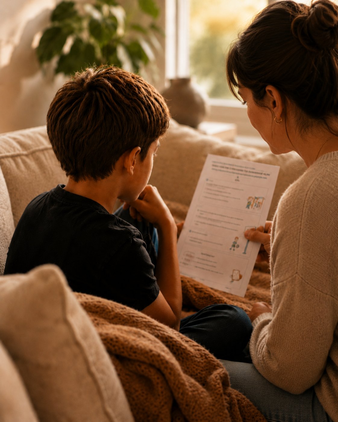 Child and parent using a LifeSchool Packs lesson together