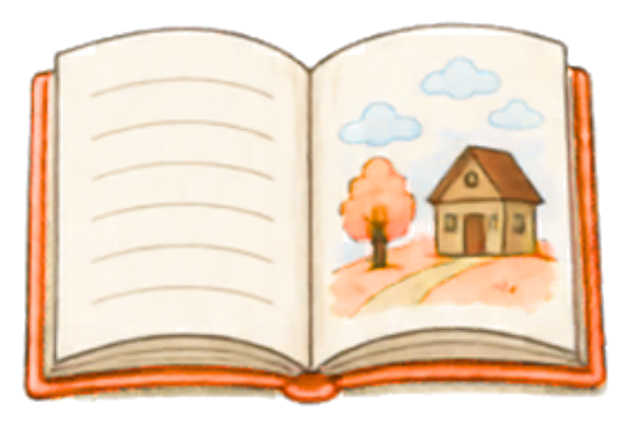 Step 1 illustration: open book representing reading the story
