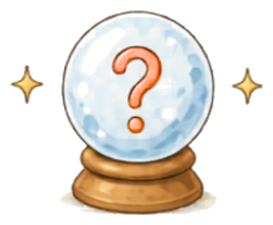 Step 2 illustration: crystal ball representing predicting the outcome