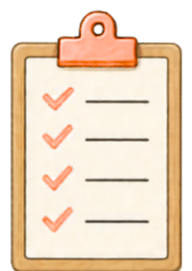 Step 3 illustration: clipboard representing remembering and committing